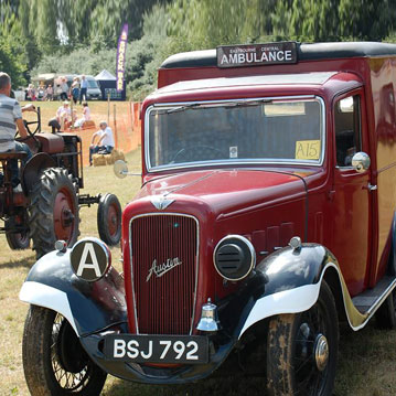 Vintage vehicles on display at the show